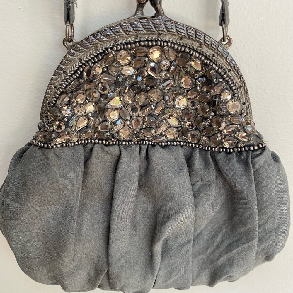 Gray beaded purse vintage looking NWOT